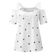 thumbnail image 4 of DPTALR Blouse d'Été Sans Bretelles à Col en V avec Imprimé Dentelle pour Femmes, 4 of 5