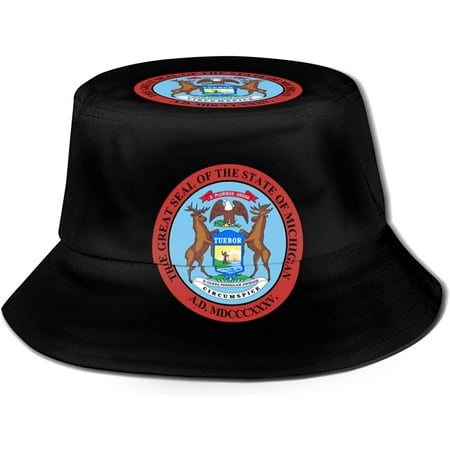 Seal Of Michigan Bucket Hat Unisex Sun Hat Fisherman's Hat Summer 