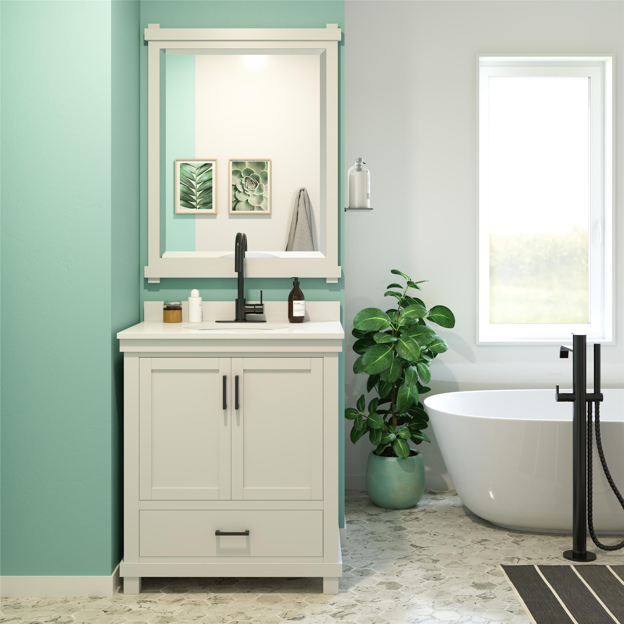DHP Sunnybrooke 30 Inch Bathroom Vanity with Sink, White