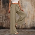 thumbnail image 2 of Kvture Womens Cotton Linen Pants Summer Drawstring Work Pants Flowy Casual Wide Leg Beach Trousers with Pocket Khaki Pant XL, 2 of 8
