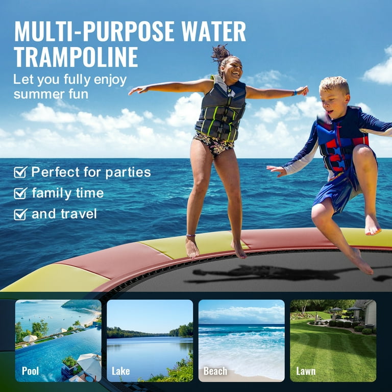 6.5FT Inflatable Water Trampoline For Lake Or Pool - Heavy-Duty PVC, 660 Lbs Capacity, Includes Rope Ladder & Pump