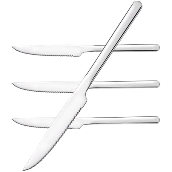 Sharp Steak Knives, German Stainless Steel Steak Knife Set of 4 with Full-Serrated Blade, 9.4-Inch Sleek Design Table Knives, Mirror Polished