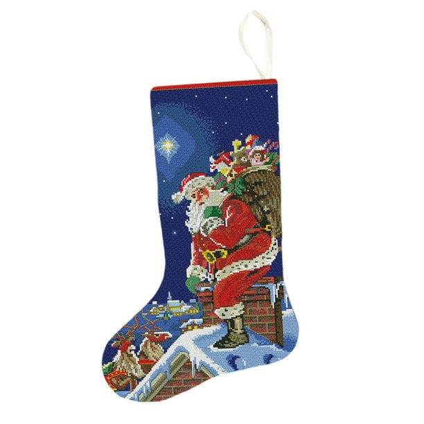 Punto Cruz 14CT Contado DIY Calcetines Navidad Bordado Pintura A Mano La Habitación