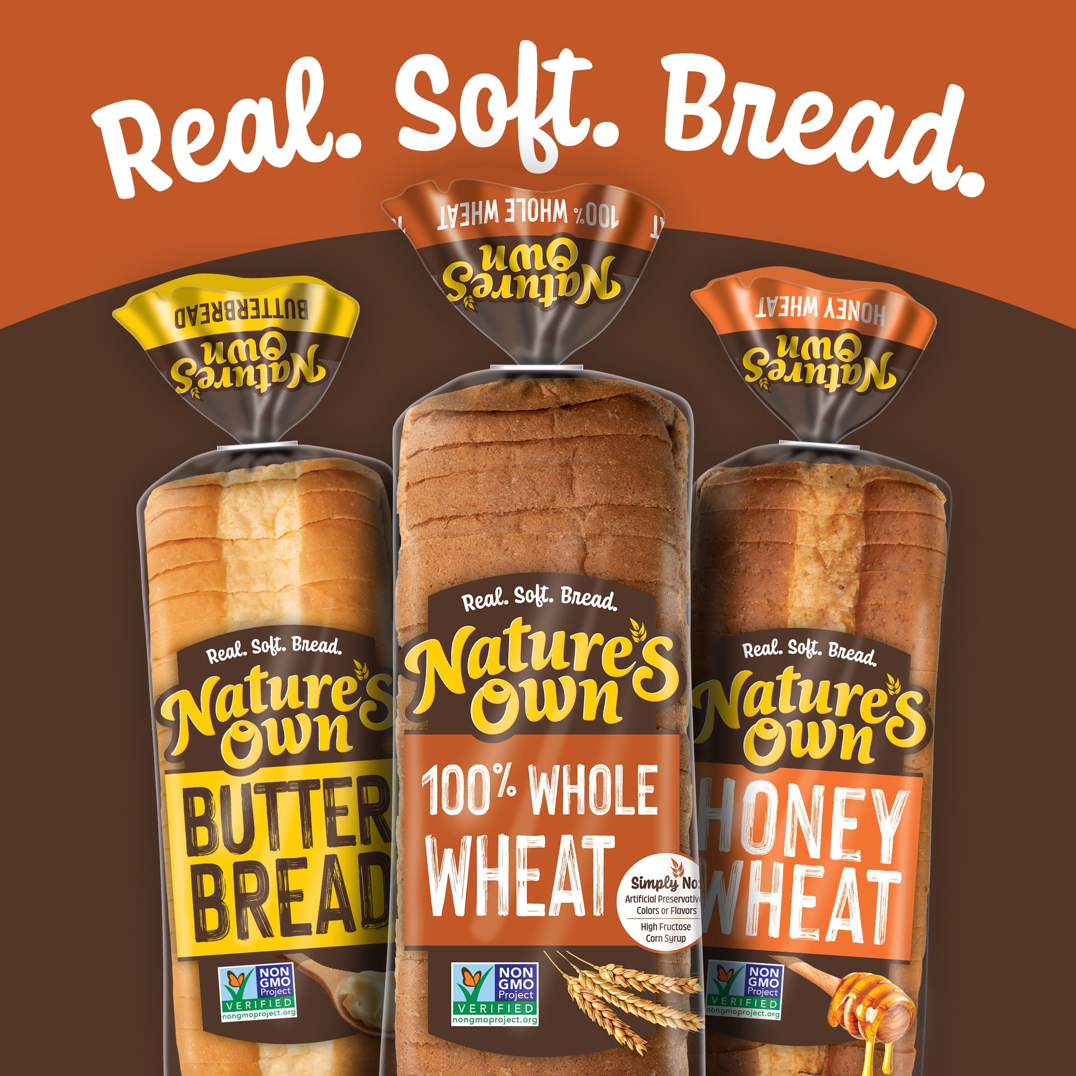 Nature's Own 100% Whole Wheat Bread, Sliced Non-GMO Sandwich Bread, 20 oz Loaf