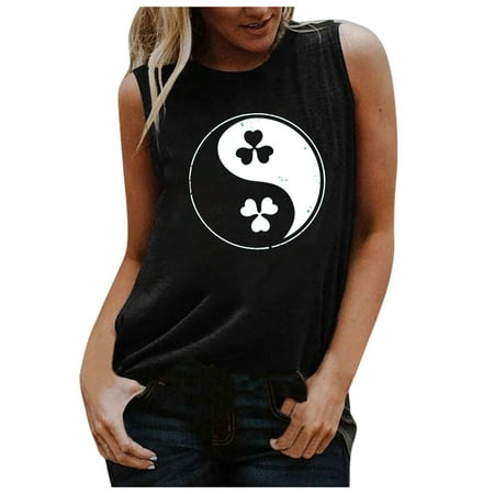 

YFPWM Women s Tops Summer Queen Top Mesh Tops Corset Top Halter Top St Patrick s Day Sleeveless Print Sweatshirts