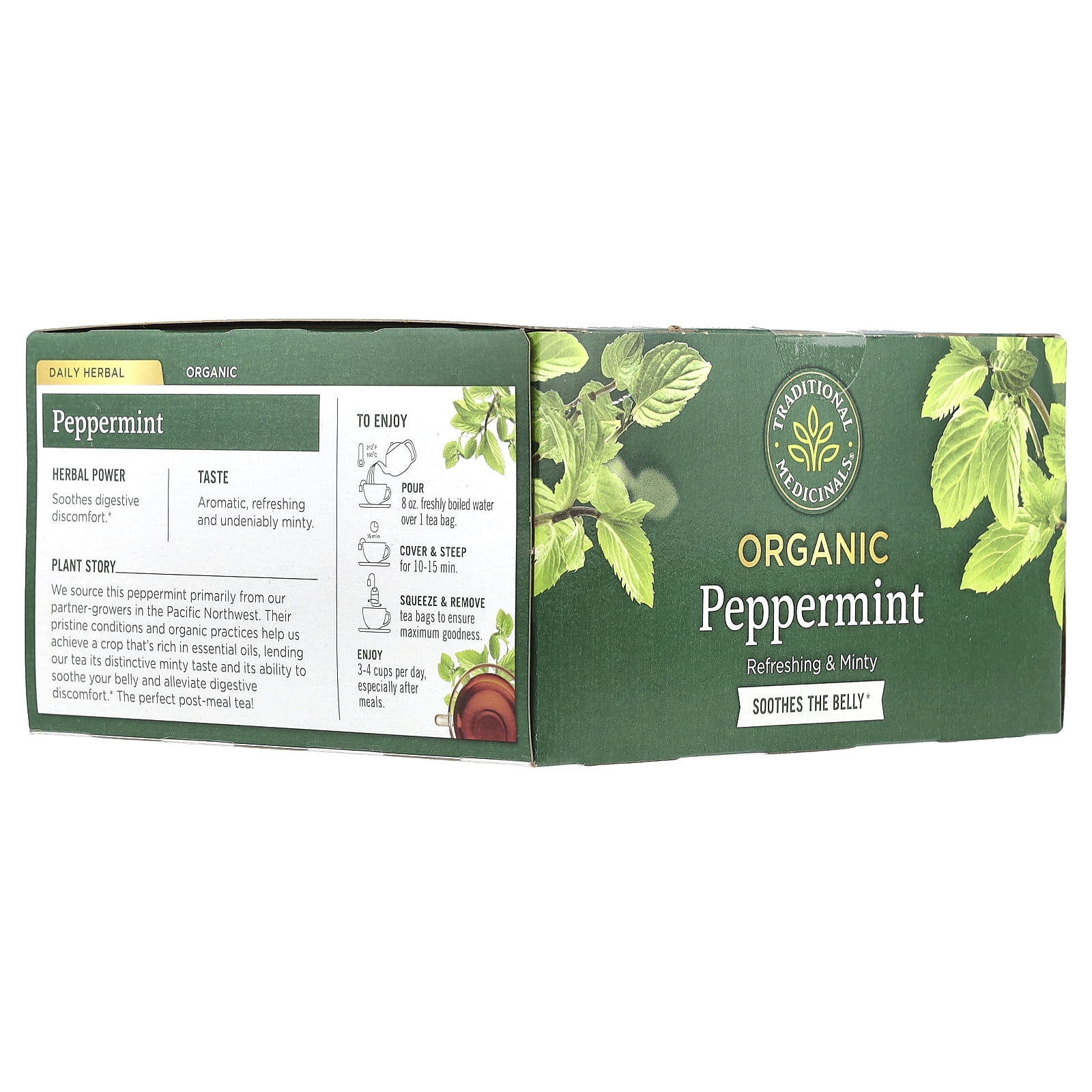 Traditional Medicinals Herbal Tea, Organic Peppermint, Caffeine Free , 48 Tea Bags, 2.53 oz (72 g)