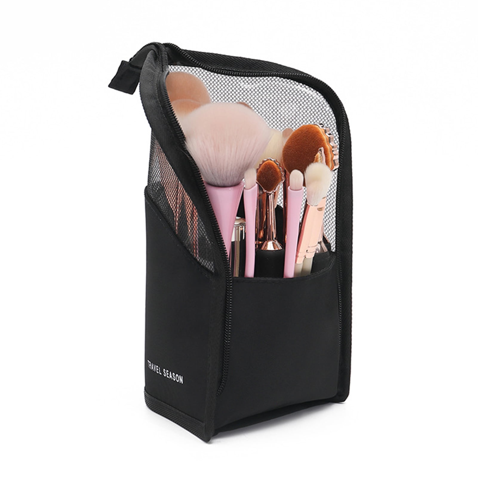  LEEFONE Makeup Brush Organizer Bag, Pink Travel Makeup Brush  Holder, High Capacity Portable Waterproof Dust-Free Stand-Up Makeup Brush  Holder with Divider for Women Girls : Beauty & Personal Care