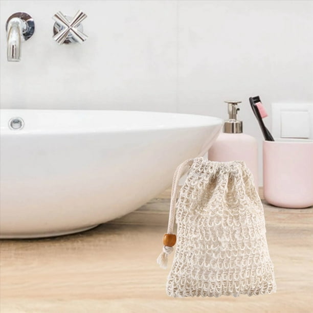 Paquete de 40 Bolsas Exfoliantes de JabóN, Bolsa de JabóN de Malla de Sisal Hecha con CordóN para Uso en BañO y Ducha