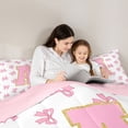 thumbnail image 4 of Manfei Cute Pink Bow Twin Comforter Sets,Girls Personalized Letter A Bedding Set,Pink Reversible,2pcs,1 Comforter and 1 Pillowcase, 4 of 7