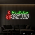 thumbnail image 2 of Glowneon It's All About Jesus Neon Sign, Christmas Quote LED Sign, Candy Cane Neon Light, 2 of 5