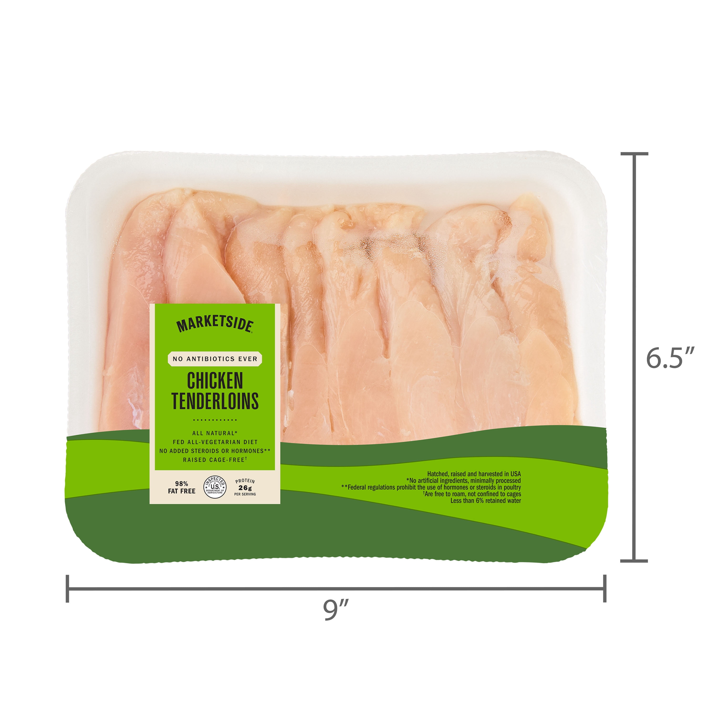 Marketside Antibiotic-Free Raw Chicken Breast Tenderloins, 1.15 - 1.65 lb