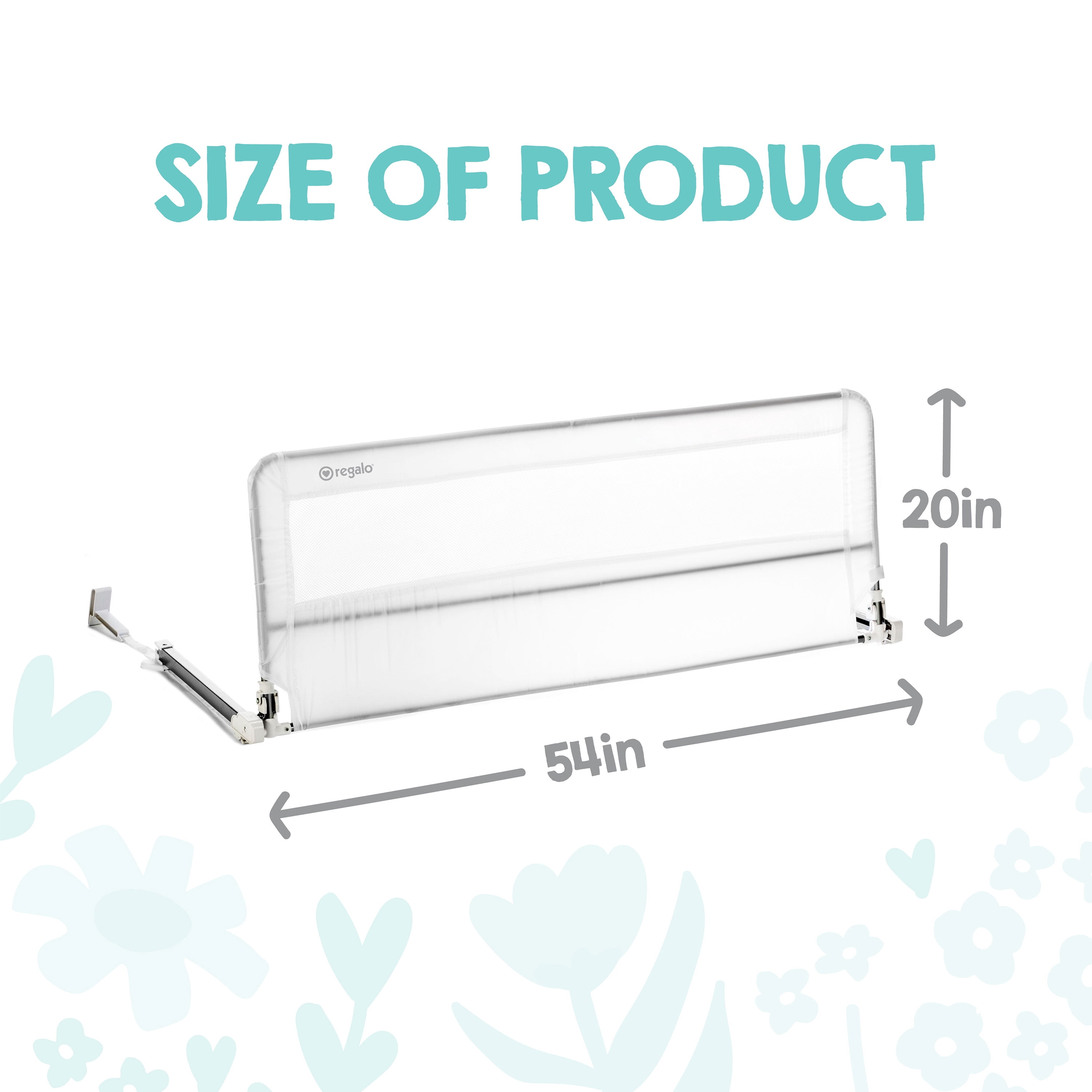 Regalo Hideaway 54" Extra Long Bed Rail Guard for Toddlers with Reinforced Anchor Safety System
