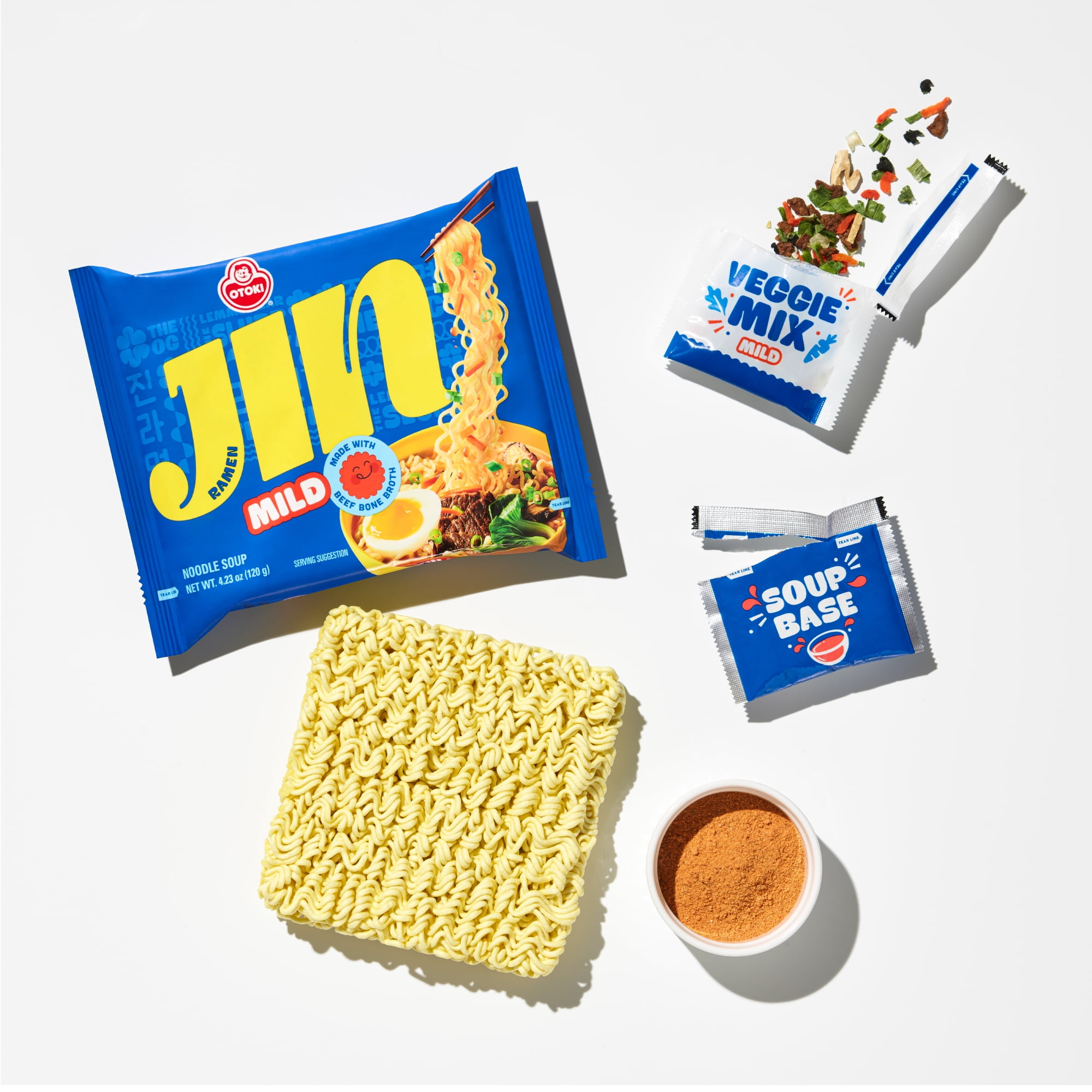 OTOKI Jin Ramen Mild Spicy Flavor Broth Noodle Soup Pack, 4.23oz x 18 Count