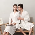 thumbnail image 3 of OFFIGAM Unisex White Lightweight Dressing Gown  Quick Dry Bath Robe 45.3×18.9×0.1in, 3 of 11