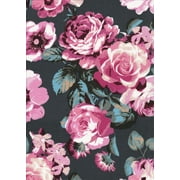 FABRIC SELECTION 96%POLY 4%SPAN DTY BRUSHED FLORAL PRINT 58/60" CHARCOAL/ROSE 17 (3 YARD PRECUT)