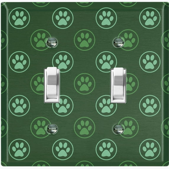 Metal Light Switch Plate Cover Puppy Dog Paw Print Logo Green DOG042
