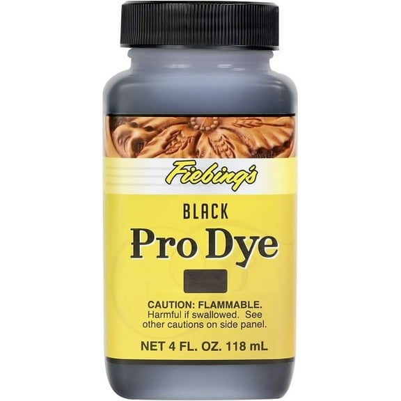 Fiebing's Pro Dye Leather Dye (4 Fl Oz Black) - Alcohol-Based, Penetrating, Permanent Dye for Shoes, Belts, Furniture - Vivid Color, Superior Color Fastness