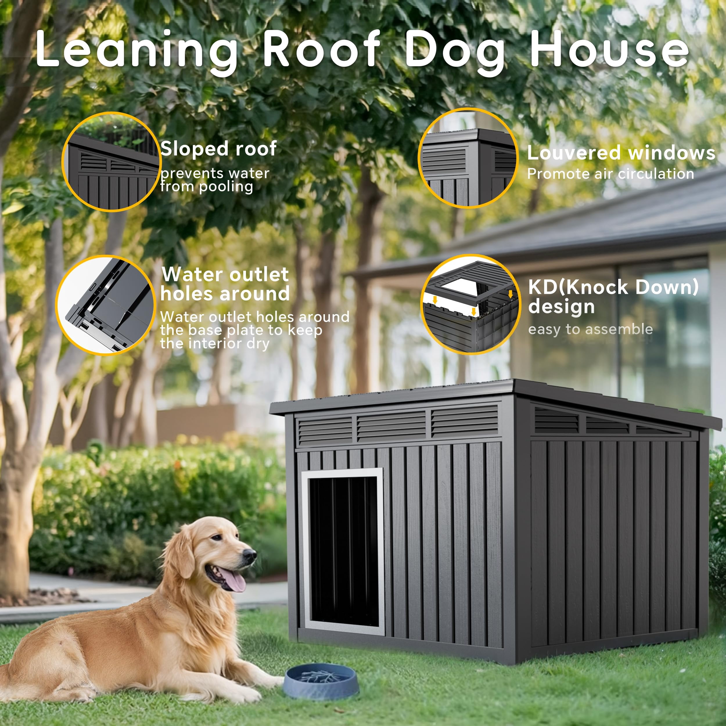 Outdoor Waterproof Insulated Cat House, PP Material Feral Cat Shelter with Vents, All-Season, Easy to Assemble for Cats & Small Dogs (Blue, 23.43×22.64×22.8 Inches)