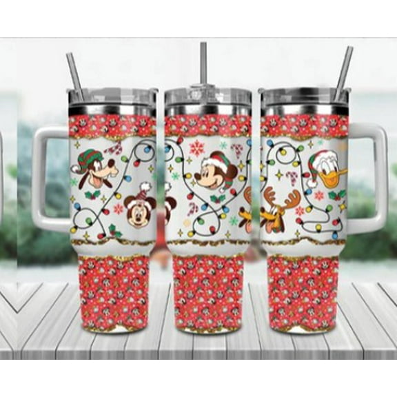 40oz Stainless Steel Tumbler with Christmas Disney Characters theme