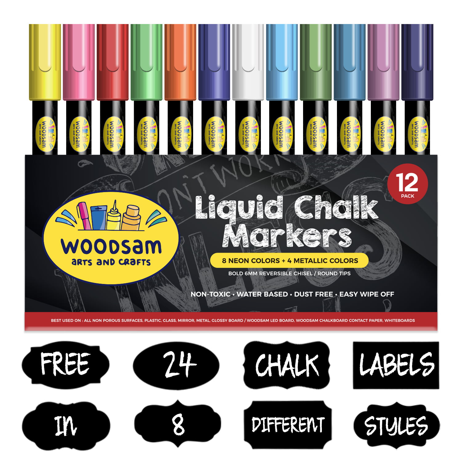 Variety Pack Fine & Jumbo Size Ink Pen 5 Blue Chalkboard Chalk Pens Glass 1mm, 3mm, 6mm, 10mm, 15mm Chalkboard Signs Blue Dry Erase Markers for Blackboard Windows