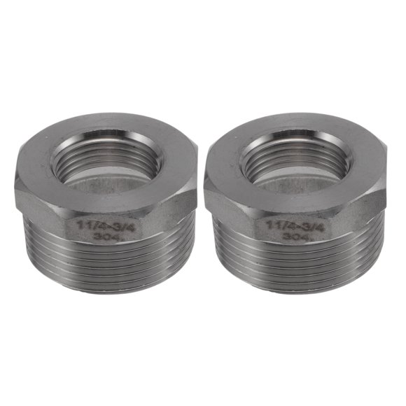 Unique Bargains 304 Stainless Steel Pipe Fittings 1.2"Male x 3/4"Female BSPT Reducer Bushing Adapter 2 Pcs