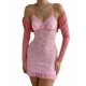 thumbnail image 3 of TRKIYQC Vestido corto ajustado con costuras de hilo de malla de encaje a la moda con cuello en V para mujer TRKIYQC moderno, 3 of 9