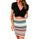 thumbnail image 2 of Vestidos de club sexy para mujer Nudos cruzados Manga corta Básico Casual Trajes de 2 piezas Conjunto de falda con top corto Pompotops qwe14064, 2 of 5