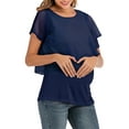 thumbnail image 3 of DYMADE Womens Chiffon Summer Breathable Cloak Sleeves Short Sleeve Round Neck Spliced Breast-Feeding Nursing Pregnancy Maternity T-Shirt, 3 of 4