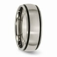 thumbnail image 4 of Grey Titanium Ring Band Wedding Black Rubber 8mm Brushed, 4 of 6