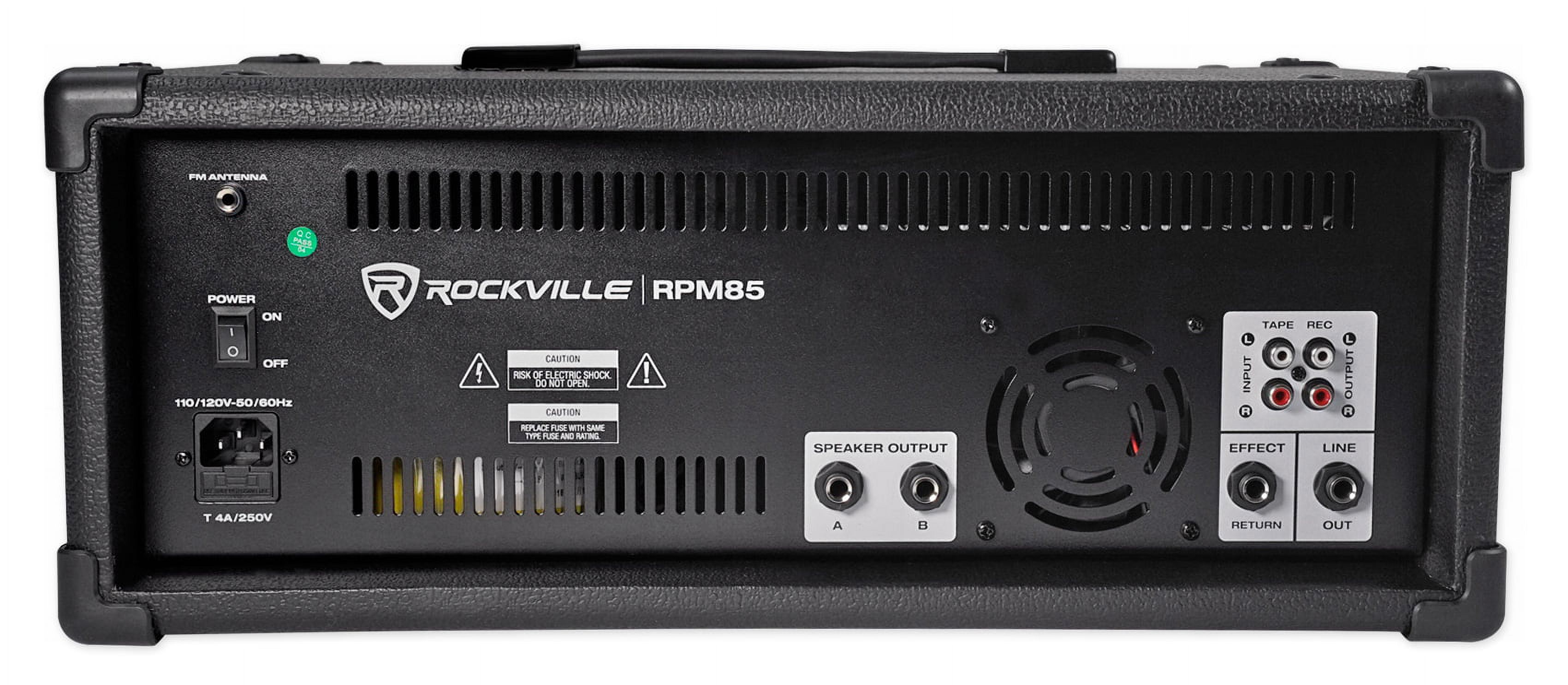 Rockville RPM85 2400w Powered 8-Ch. Pro Mixing Amplifier USB, 5 Band EQ, Effects