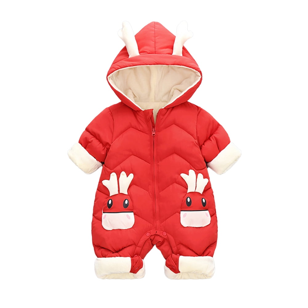 KYAIGUO Baby Girls Snowsuit 6-24 Months Infant Boys down Jacket Hooded Romper Jumpsuit Onesies Winter Thicken Bodysuit Outwear