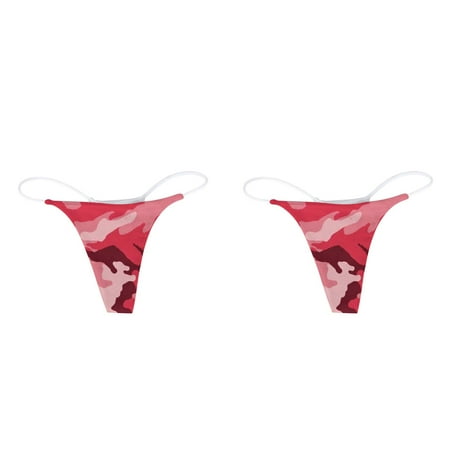 LWNYDPLSD 2Pcs Panties for Women Low Rise Micro Back G-string Thong Panty Underwear Breathable Invisible Lightweight Multi-Pack Soft G-string&T-back