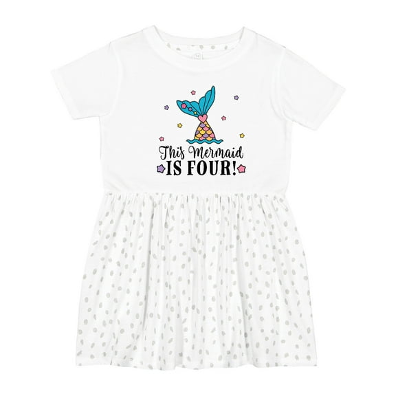 Inktastic 4th Birthday Mermaid Tail Girls Girls Toddler Dress