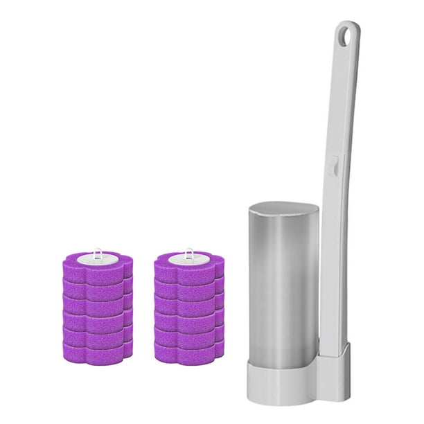 Juego de cepillos de inodoro desechables para montar en la pared Limpiador de inodoro Cepillo para inodoro 12 cabezas moradas