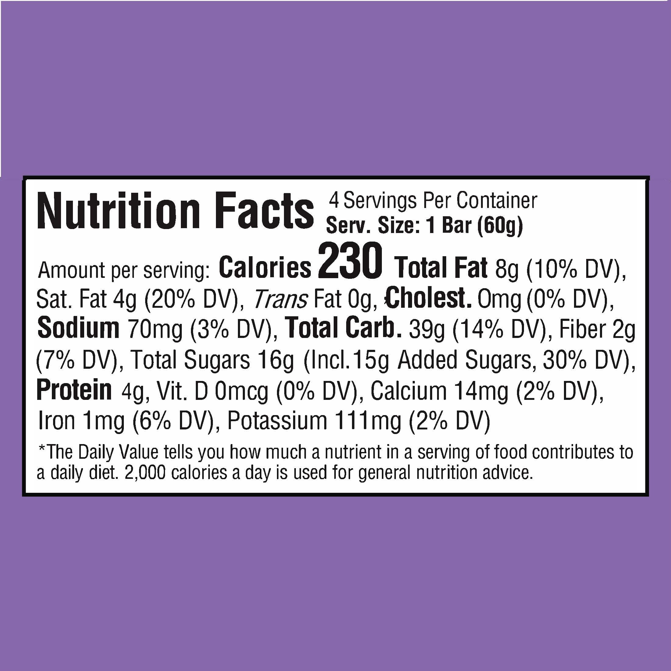 (6 pack) Bobo's PB&Js Grape, Peanut Butter Oat Crust Snack Bars, Gluten Free, 4 Count, 2.1 oz Each