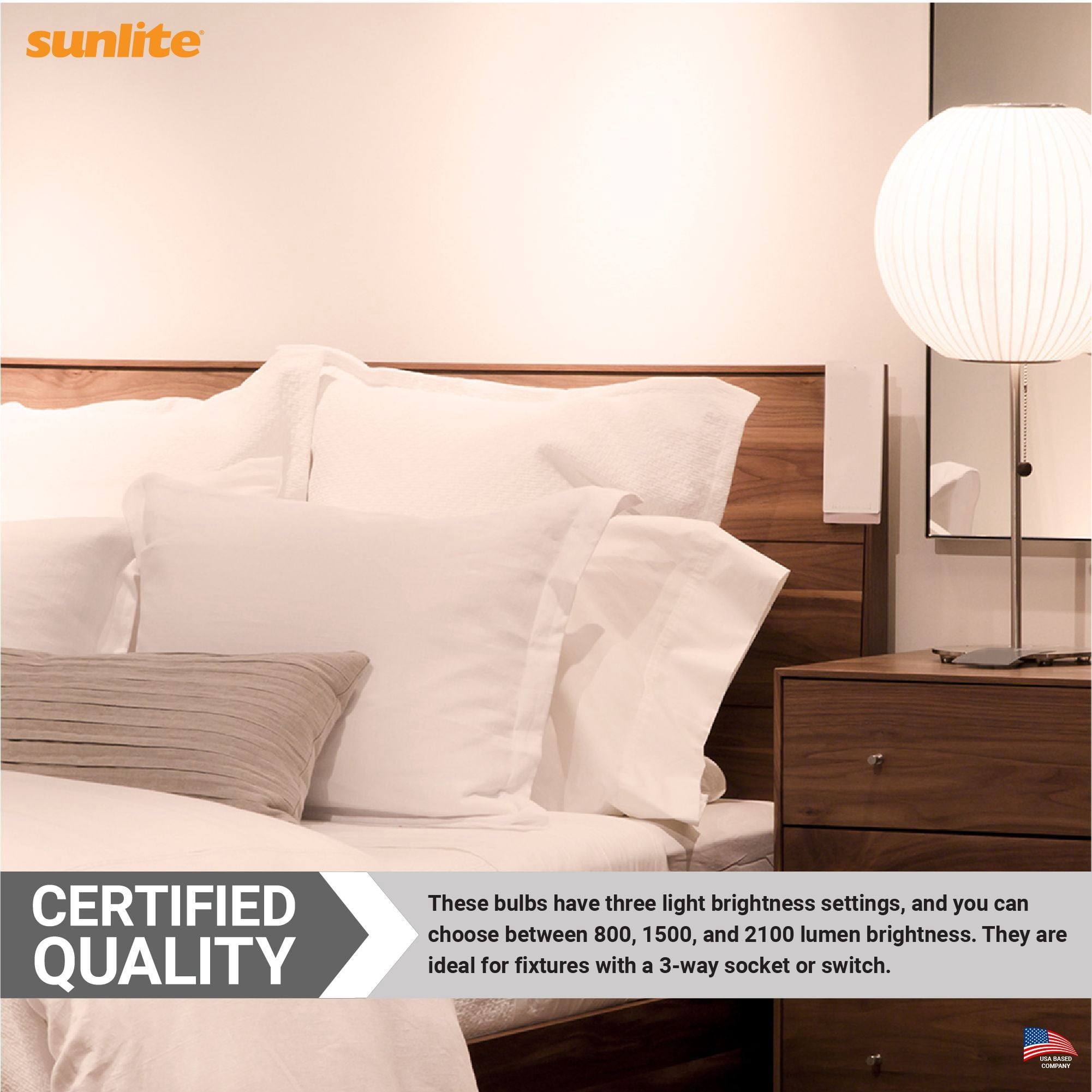 Sunlite 3-Way LED A21 Light Bulb, 6/12/19 Watts (60W 75W 125W Equivalent), Medium E26 Base, Dimmable,UL Listed, 3000K Warm White, 3-Pack