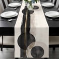 thumbnail image 2 of Abstract Table Runner 13x72 Inch Mottled Geometric Black Gold Stripe Circle Moon Table Runner Non-Slip Dresser Scarves for Holiday Decorations, Party, Dinner and Gatherings, 1 Pack, 2 of 8