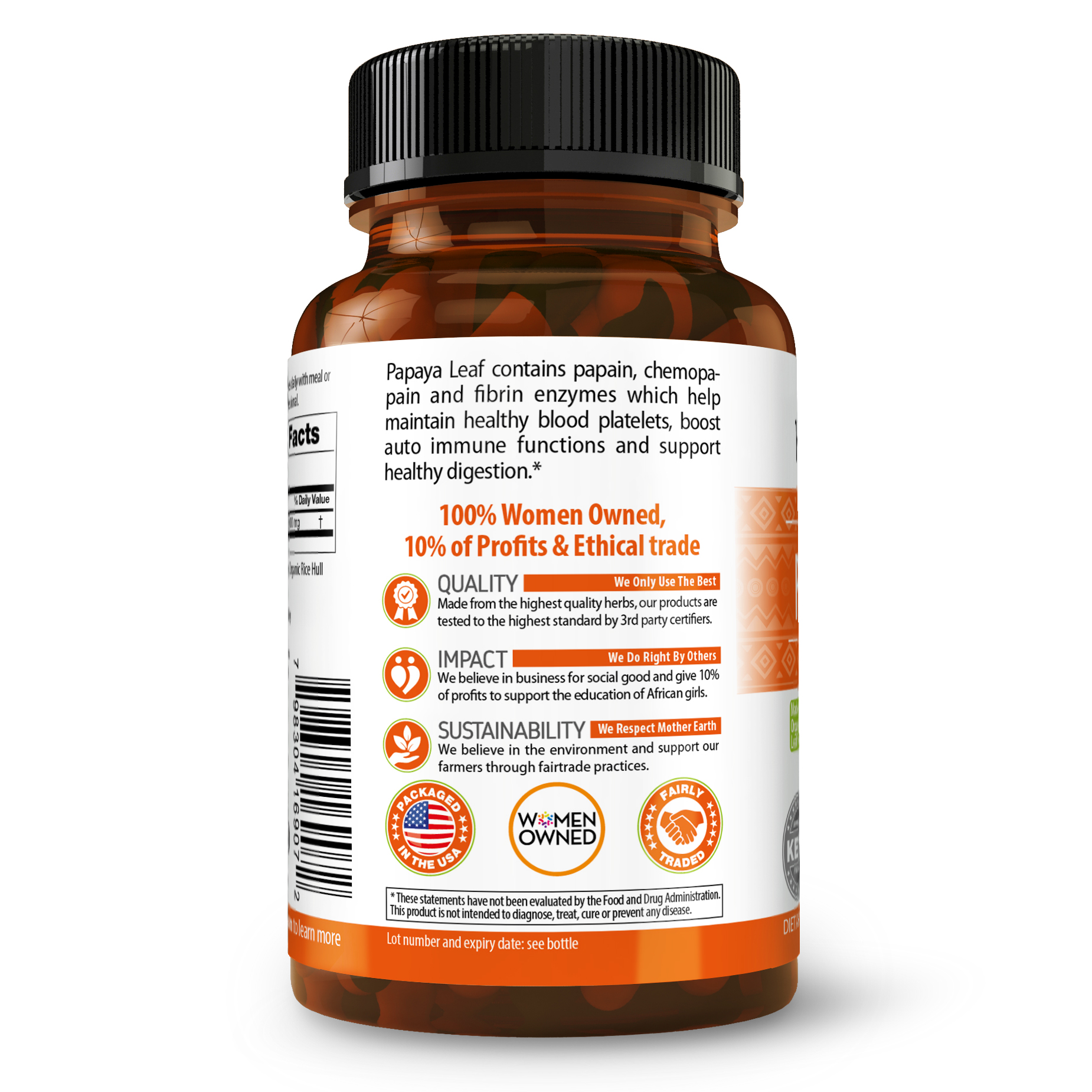 Herbal Goodness Papaya Leaf Extract Capsule, Pills, Digestive Enzymes, Immunity, Gut Health Supplement, Blood Platelet - 60/600mg