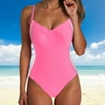 thumbnail image 6 of yueewhu Womens Tummy Control One Piece Swimsuit Sexy Crisscross Back Bathing Suit (Pink, XXL), 6 of 9