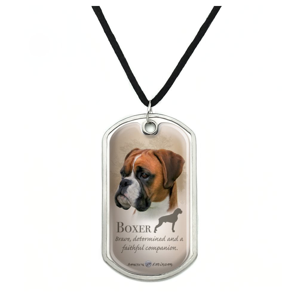 Boxer Dog Breed Military Dog Tag Pendant Necklace with Cord