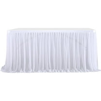 Table Skirt 6Ft White Table Skirt Tulle Desk Skirts Birthday Display Dessert Table Cover Wedding Tablecloth with Adhesive Tape