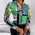 thumbnail image 2 of Blusa informal de manga larga con estampado de cuello en V profesional ajustada a la moda de verano para mujer Fridja fksj3027, 2 of 5