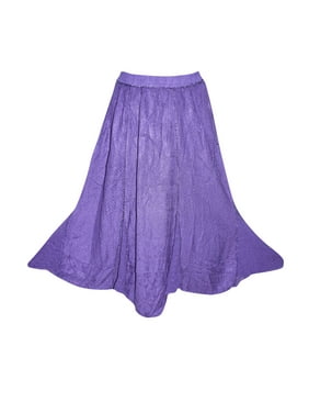 Mogul Womens Maxi Skirt Designer Purple Boho A-line Flirty Medieval Skirts
