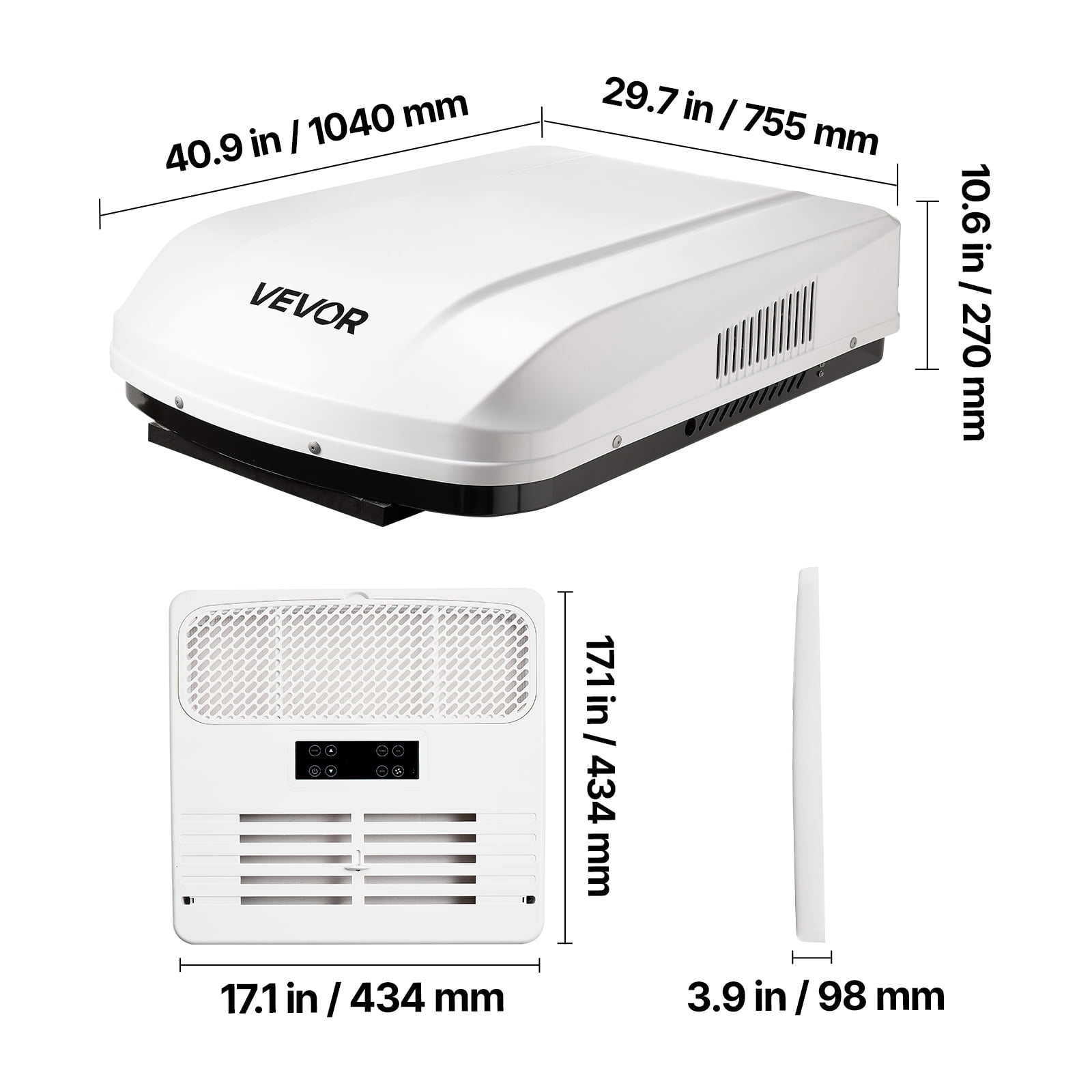 VEVOR RV Air Conditioner, 15000 BTU RV AC Unit, 120V Ducted Rooftop Air Conditioner with Heat Pump & Cooling, Variable Speed Easy Install Quiet AC Unit with ADB Button Control & Remote Control, White