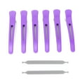 thumbnail image 2 of Pinzas para el cabello con banda de silicona, 6 piezas de pinzas para el cabello profesionales, pinzas de pico de pato, pinzas para el cabello para seccionar, materiales ecológicos, 2 of 14