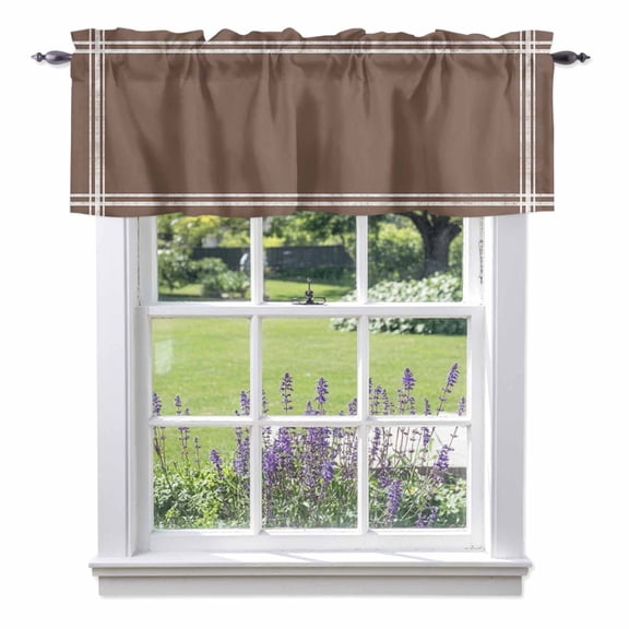 Solid Color Valances for Windows, Brown Valance Window Treatment Rod Pocket Short Curtains Valances for Kitchen Bathroom 60"W x 14"L