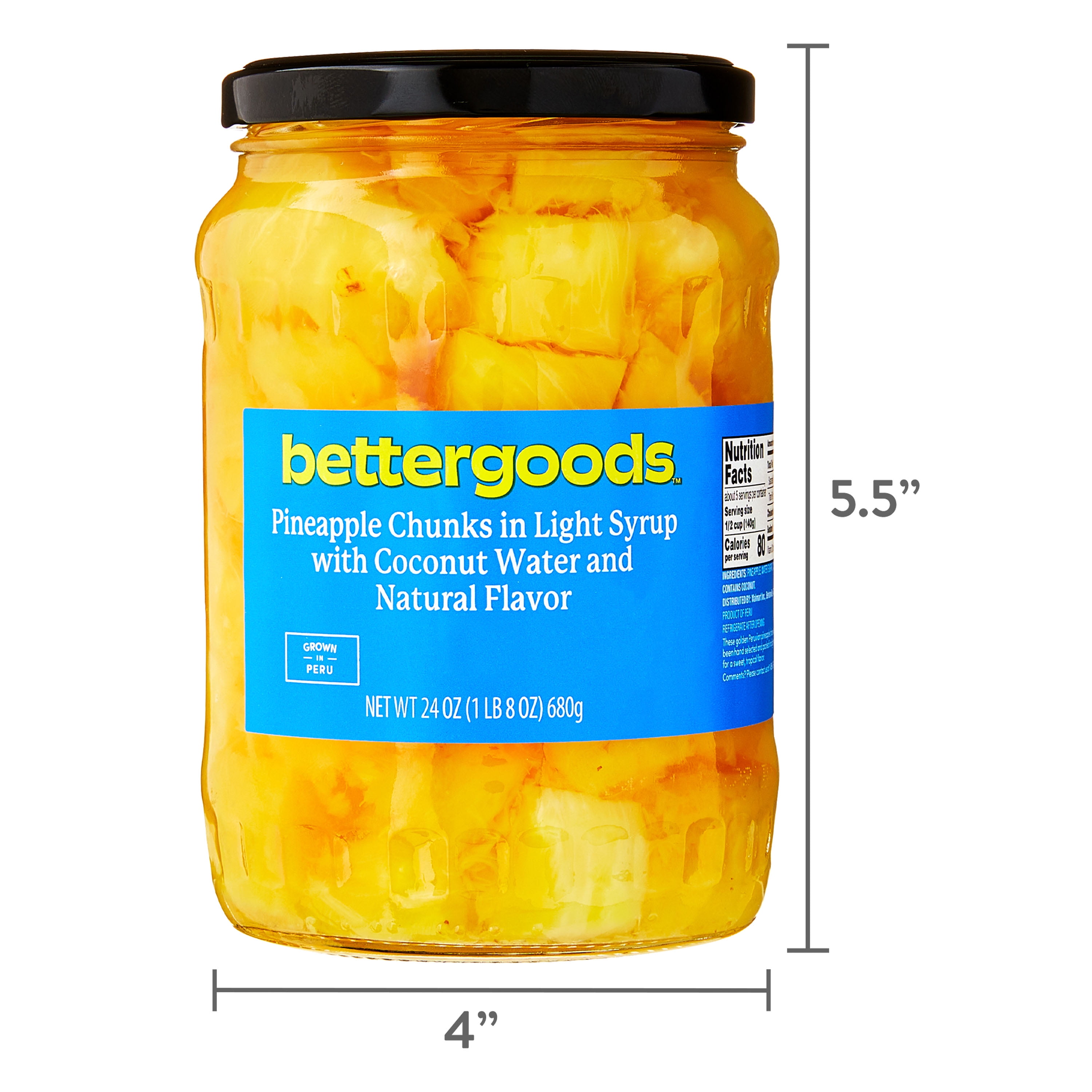 bettergoods Pineapple Chunks in Light Syrup with Coconut Water and Natural Flavor, 24 oz
