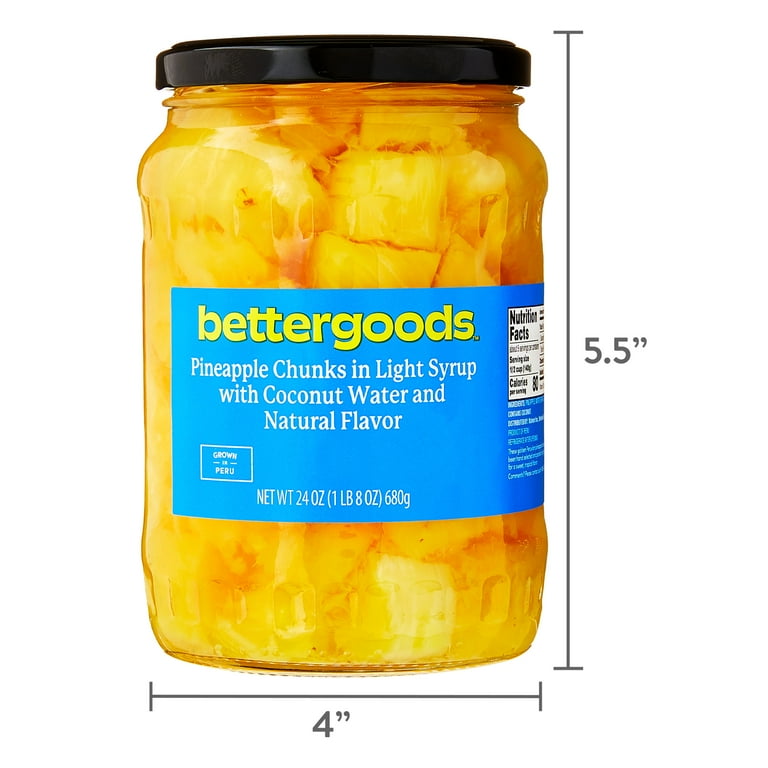 bettergoods Pineapple Chunks in Coconut Water 24 oz in Light Syrup