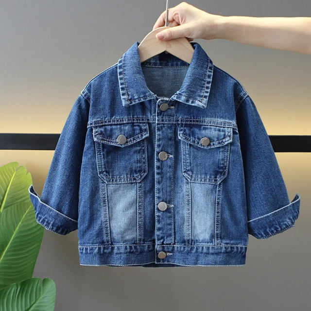 Cowsor Toddler Denim Jacket Button Down Shirt Kids Spring Fall Casual Long Sleeve Shirt Jacket Lightweight Soft Versatile