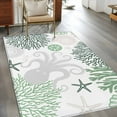 thumbnail image 3 of 3'x5' Area Rugs, Green Grey Octopus Coastal Indoor Outdoor Area Rug for Living Room Bedroom, Nautical Coral Starfish Washable Bathroom Rugs Kitchen Floor Carpet Mats Home Decor Aesthetic, 3 of 8